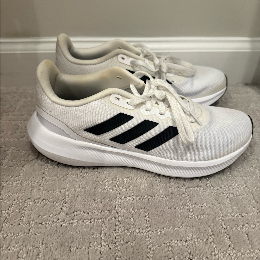 Women’s Adidas Runfalcon 3.0 Cloudfoam, White with black stripes